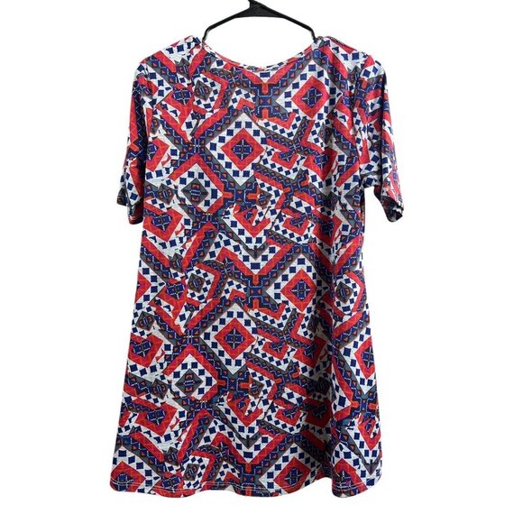 LuLaRoe  Perfect T Women's Ligth Grey, Red and Blue Long Top - Picture 2 of 5